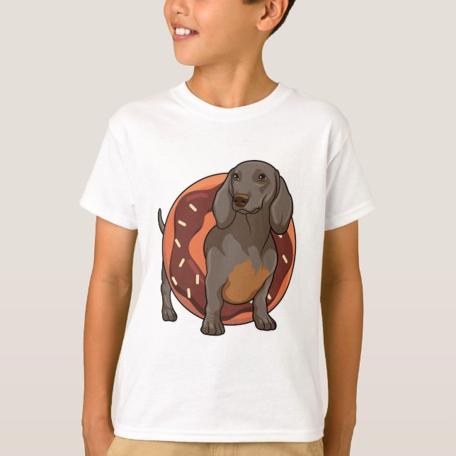 Dachshund med Donut T Shirt (Framsida)