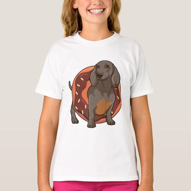 Dachshund med Donut T Shirt (Framsida)