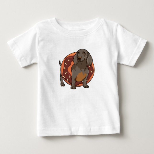 Dachshund med Donut T Shirt (Framsida)