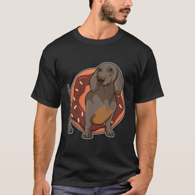 Dachshund med Donut T Shirt (Framsida)