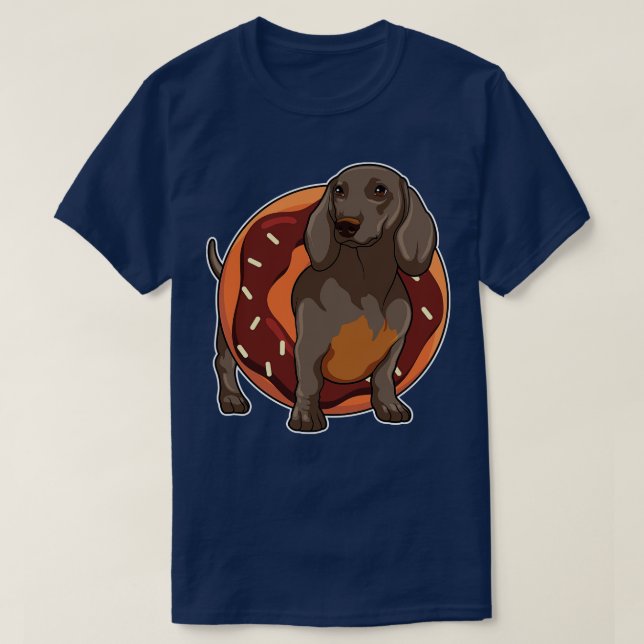 Dachshund med Donut T Shirt (Design framsida)