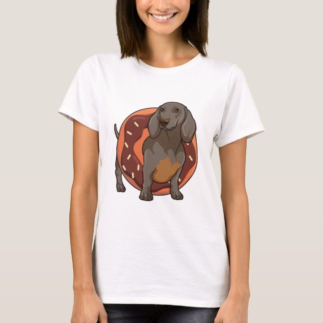 Dachshund med Donut T Shirt (Framsida)