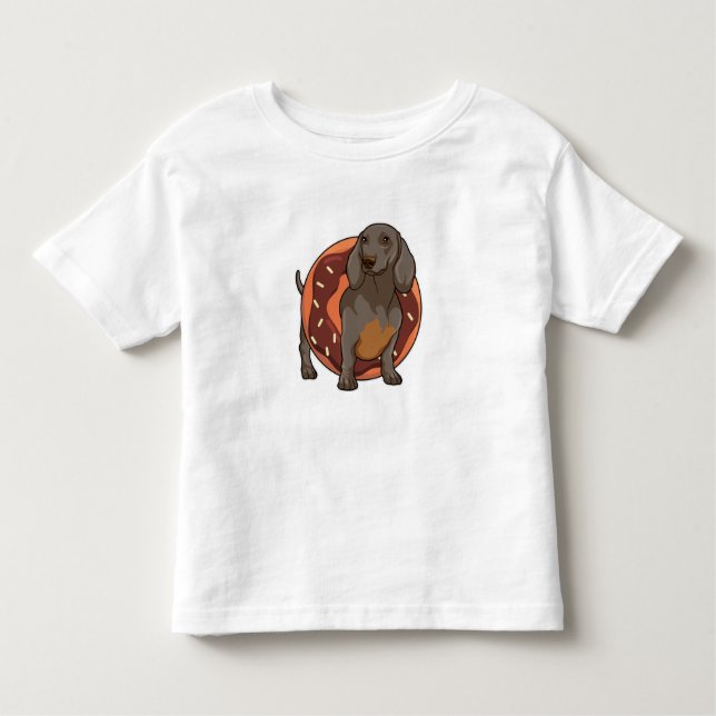 Dachshund med Donut T Shirt (Framsida)