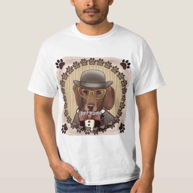 Dachshund med glasögon t-shirt (Framsida)