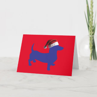 Dachshund med Jultomten Hat Kort