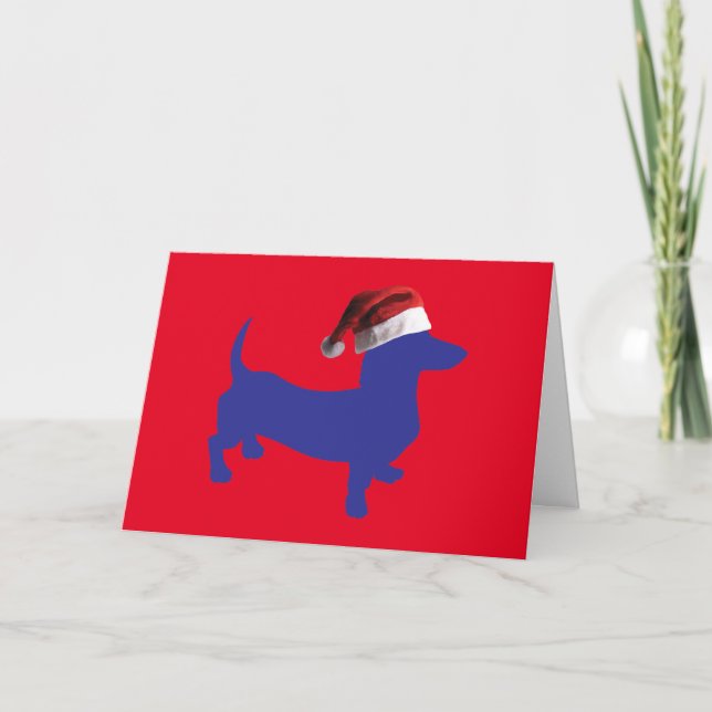 Dachshund med Jultomten Hat Kort (Framsida)