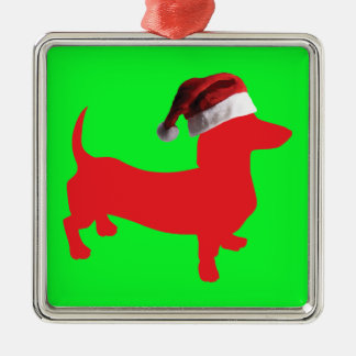 Dachshund med Jultomten Hat till jul Julgransprydnad Metall