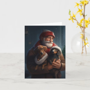 Dachshund med Jultomten jultomte Kort