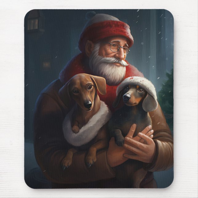 Dachshund med Jultomten jultomte Musmatta (Framsidan)