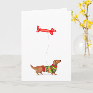 Dachshund med korv hund ballong julkort kort