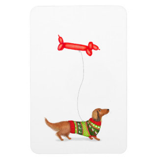 Dachshund med korv hund ballong julmagnet magnet