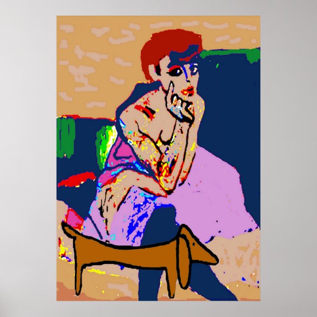 Dachshund med kvinnlig abstrakt poster (Framsidan)
