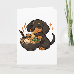 Dachshund med nudlar Ramen Kawaii hund Kort
