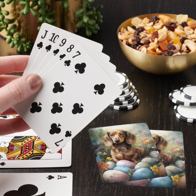 Dachshund med påskägg casinokort (På plats)