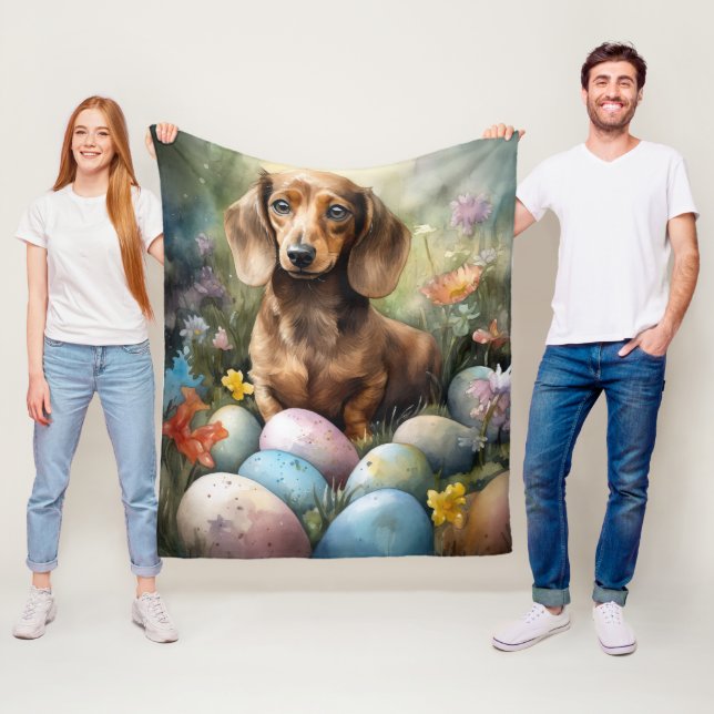 Dachshund med Påskägg Fleecefilt (På plats)