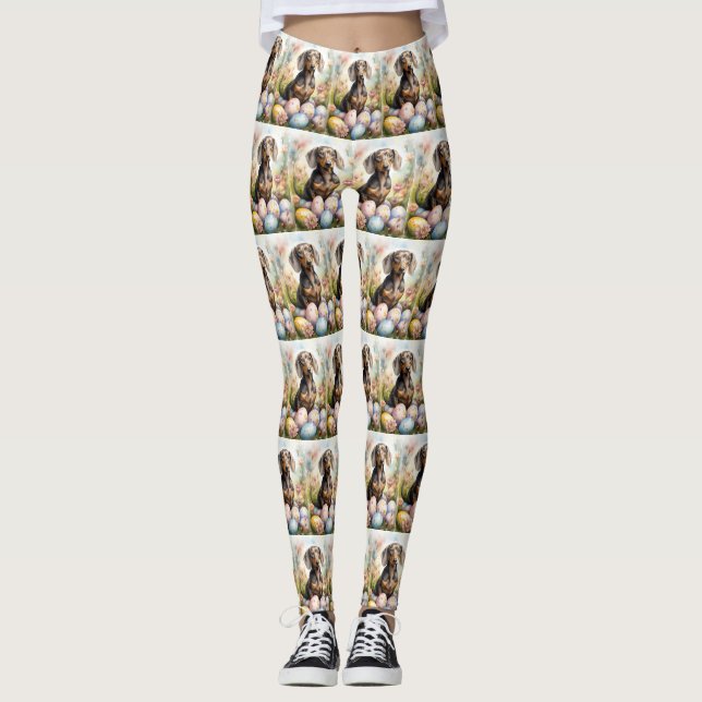 Dachshund med påskägg leggings (Framsida)