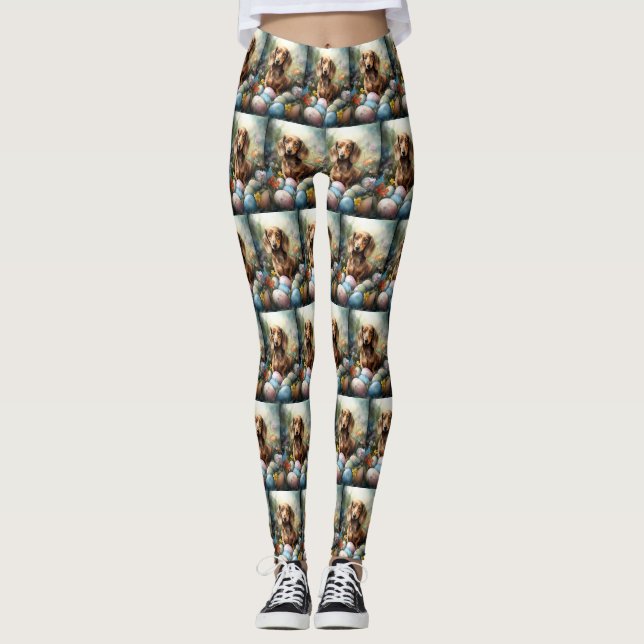 Dachshund med påskägg leggings (Framsida)