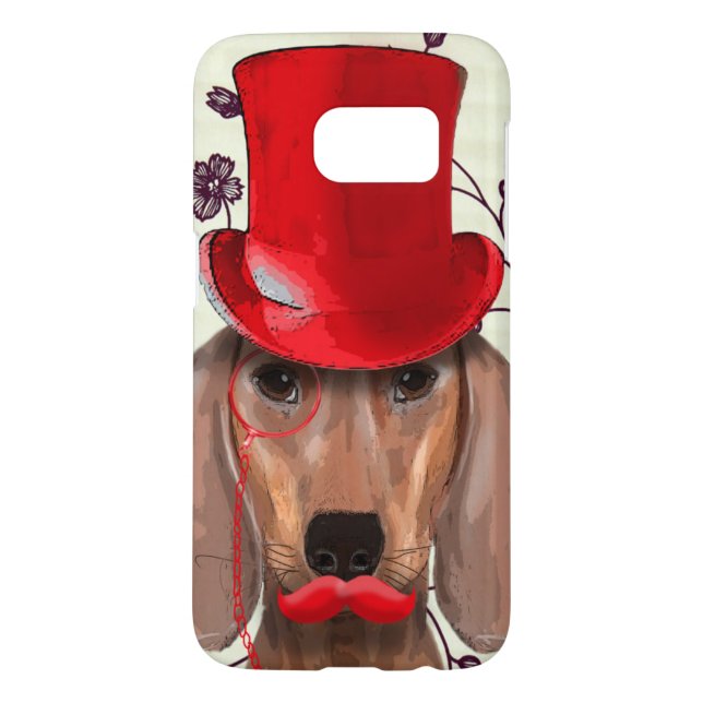 Dachshund med Röda Top hat Case-Mate Samsung Galaxy Skal (Baksidan)