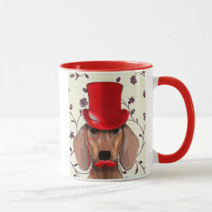 Dachshund med Röda Top hat Mugg