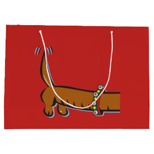 Dachshund med Santa Antlers i julklapp