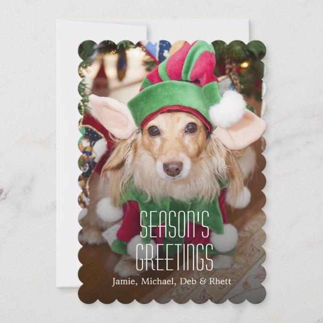 Dachshund med Santa elf costume Julkort (Framsida)