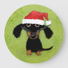 Dachshund med Santa Hat | Wiener Hund jul Stor Klocka