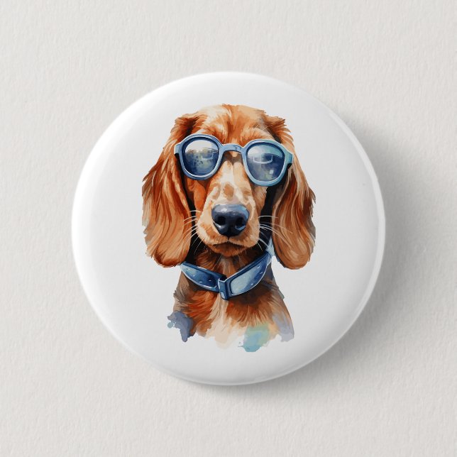 Dachshund med solglasögon 5 knapp (Framsida)