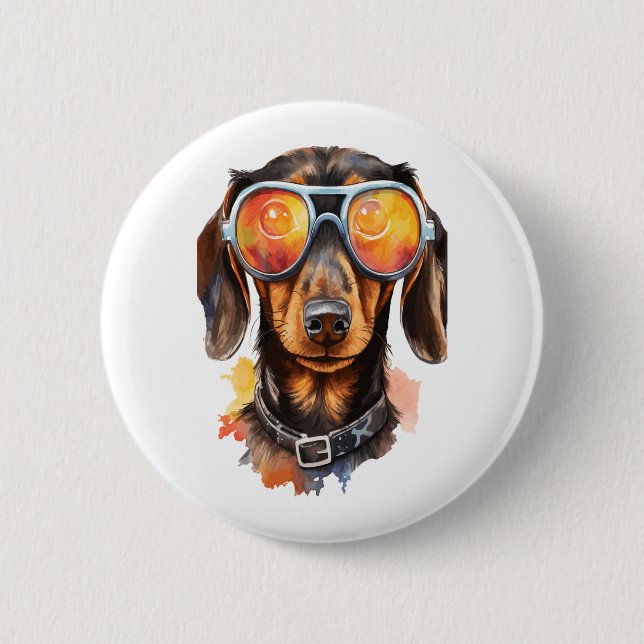 Dachshund med solglasögon knapp (Framsida)
