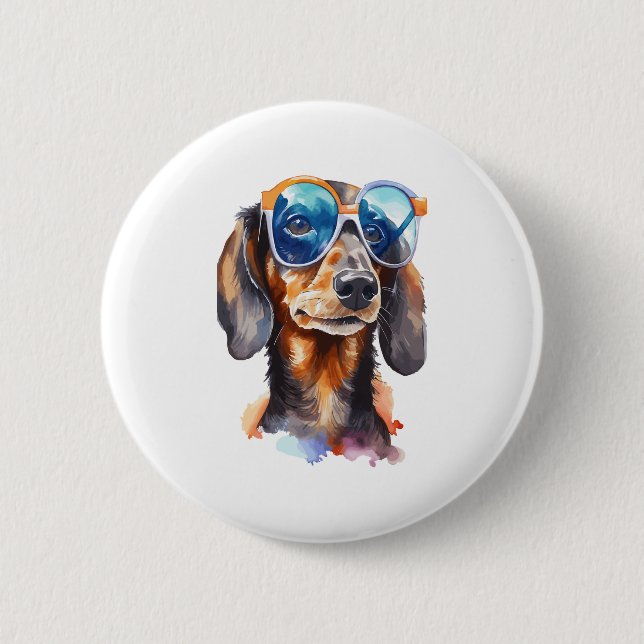 Dachshund med solglasögon knapp (Framsida)