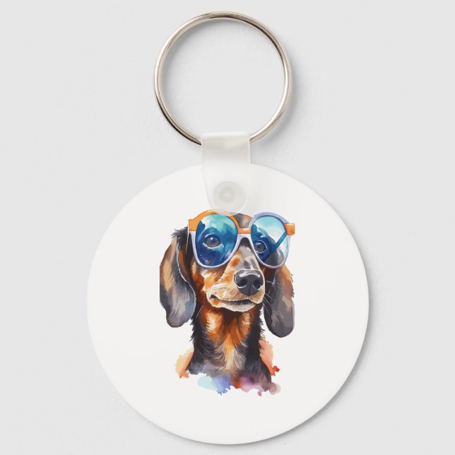 Dachshund med solglasögon nyckelring (Framsida)