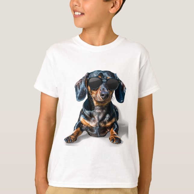 Dachshund med solglasögon t shirt (Framsida)