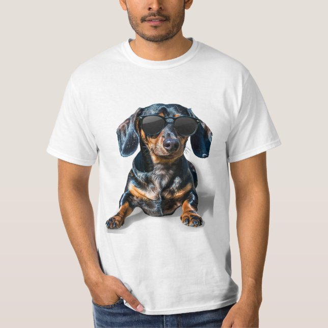 Dachshund med solglasögon t shirt (Framsida)