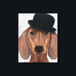 Dachshund med Steampunk Bowlareare Hat Canvastryck<br><div class="desc">Husdjur</div>