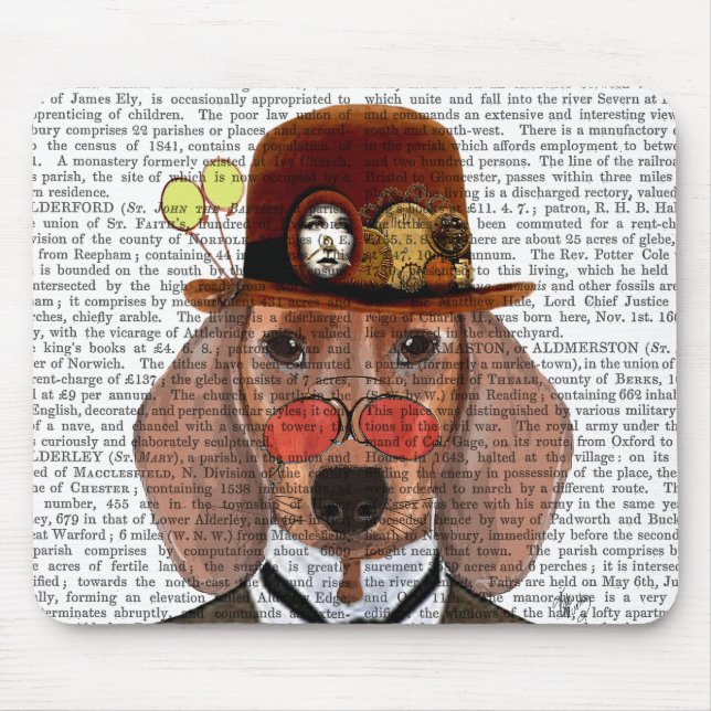 Dachshund med Steampunk Bowlareare Hat Musmatta (Framsidan)