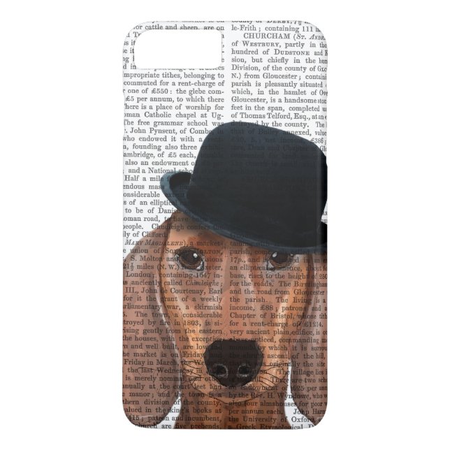 Dachshund med svart Bowlareare Hat Case-Mate iPhone Skal (Baksida)