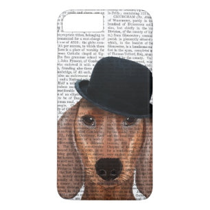 Dachshund med svart Bowlareare hatt
