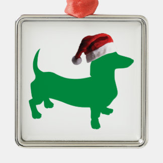 Dachshund med tomten Hat Julgransprydnad Metall