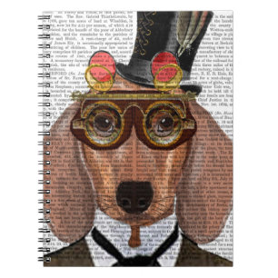 Dachshund med Top hat och Goggles Anteckningsbok