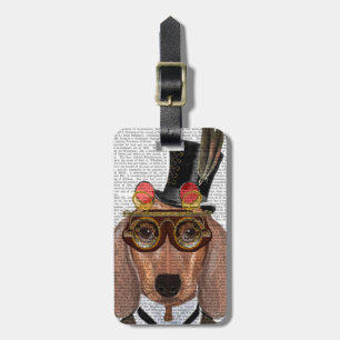 Dachshund med Top hat och Goggles Bagagebricka