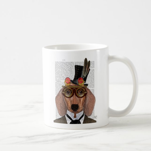 Dachshund med Top hat och Goggles Kaffemugg (Höger)