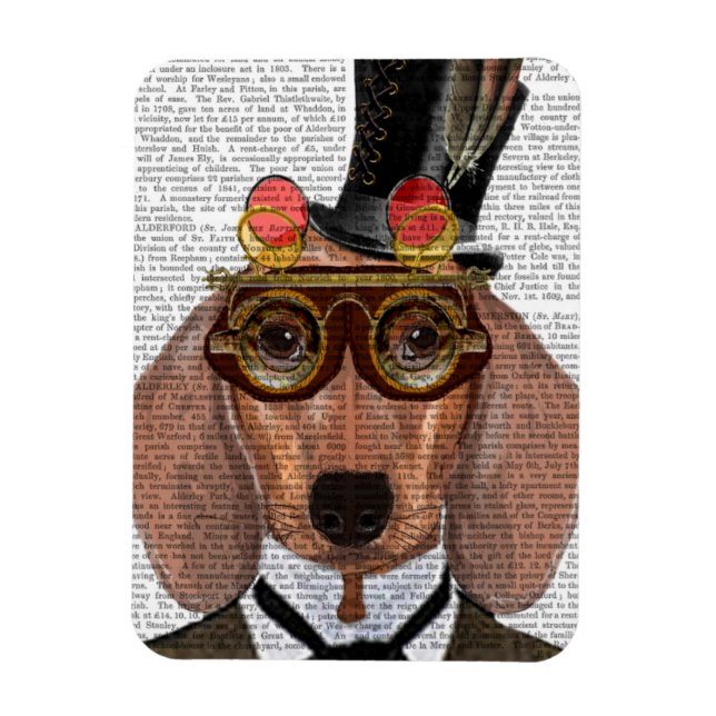 Dachshund med Top hat och Goggles Magnet (Vertikal)