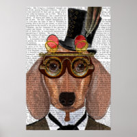 Dachshund med Top hat och Goggles