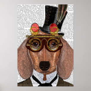 Dachshund med Top hat och Goggles Poster