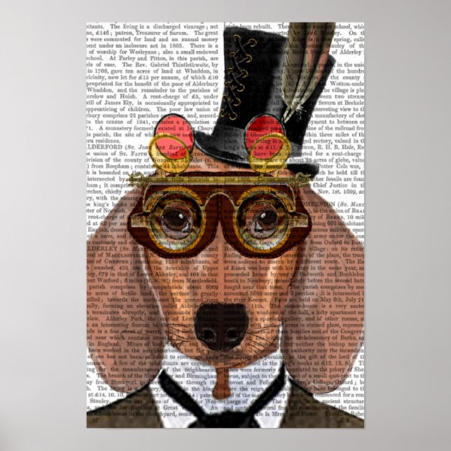 Dachshund med Top hat och Goggles Poster (Framsidan)