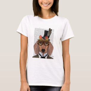 Dachshund med Top hat och Goggles T Shirt