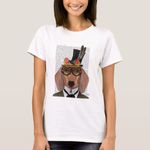 Dachshund med Top hat och Goggles Tee Shirt