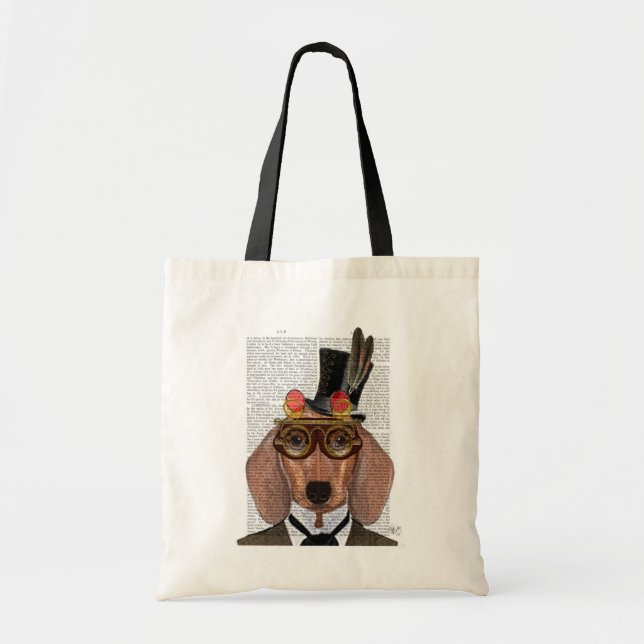 Dachshund med Top hat och Goggles Tygkasse (Framsidan)