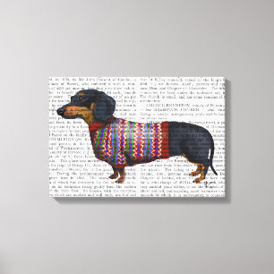 Dachshund med Wooly Sweater Canvastryck