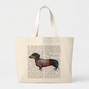 Dachshund med Wooly Sweater Jumbo Tygkasse