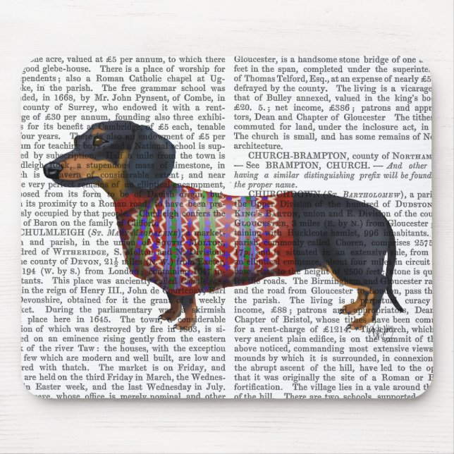 Dachshund med ylle musmatta (Framsidan)